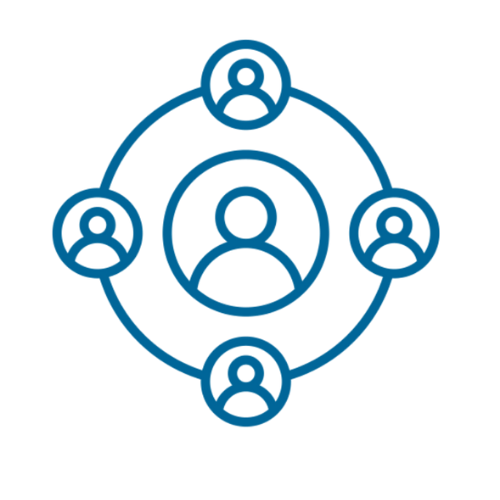 three people watching a presentation